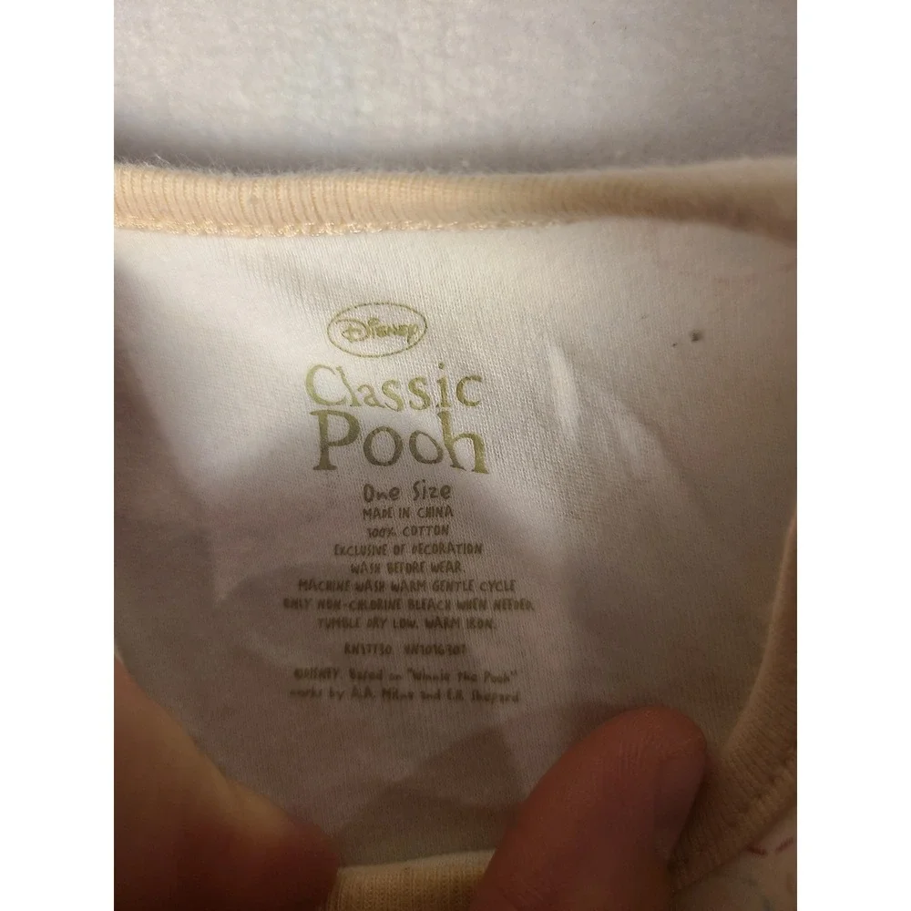 VTG Disney Classic Pooh Sleep Gown Infant OS White Honeycomb Print Sleeper